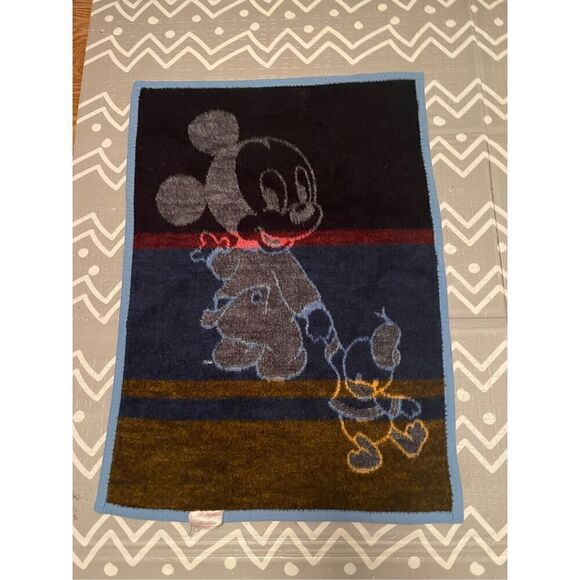 Vintage 1984 BIEDERLACK Disney Baby Mickey Mouse & Ducky Fleece Crib Blanket 27x - Picture 3 of 5
